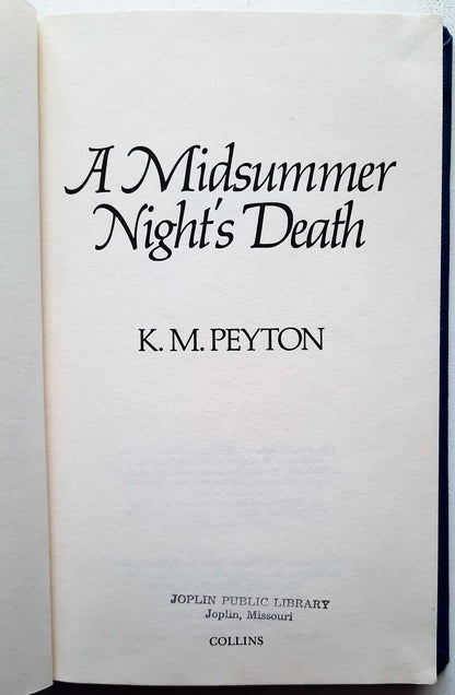 A Midsummer Night's Death by K.M. Peyton (Very good, 1978, HC, 138 pages, Collins)