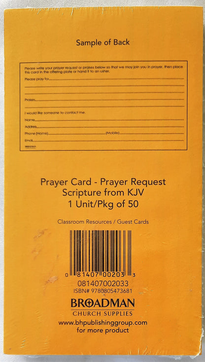 Prayer Request Pew Cards Philippians 4:6 KJV (NEW, 50/pack, 2.75 x 5 inches)