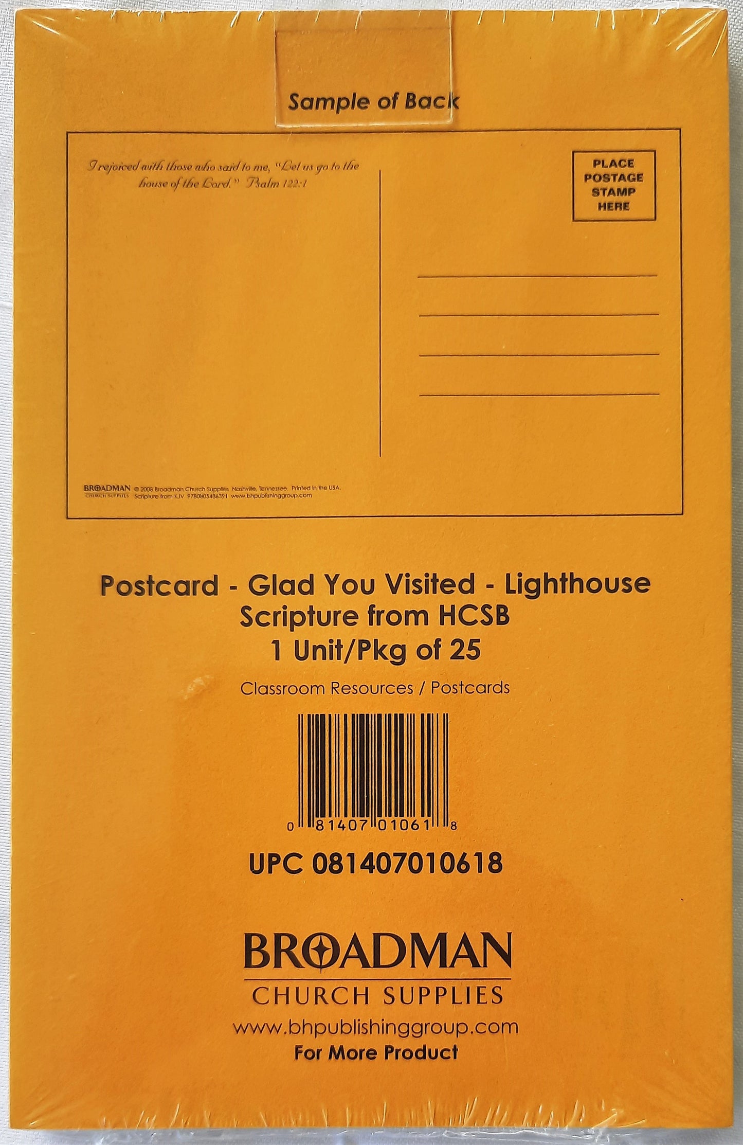 We're glad you visited with us. Psalm 122: 1 HCSB Outreach Postcards (New, 25/pack, Broadman Church Supplies)