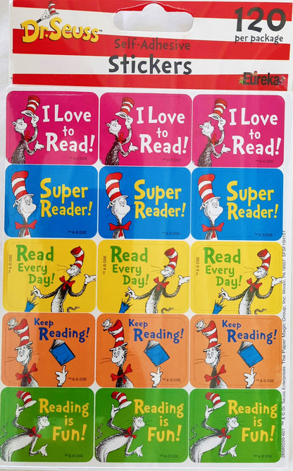 Cat in the Hat Reading Success Stickers by Eureka (New, 120 pack)