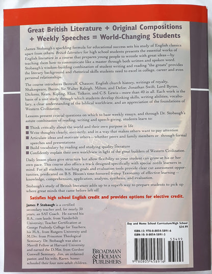 British Literature Teacher Edition with DVD by James Stobaugh (High School, NEW, 2005, Pbk, 360 pages, Broadman & Holman)