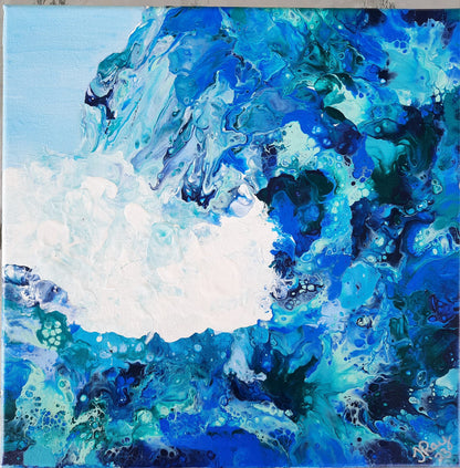 Acrylic Painting "The Wave" 12 inch x 12 inch by T.Ray - New