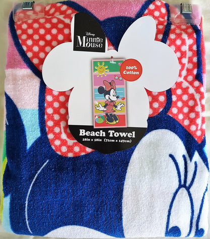 Disney Minnie Mouse 100% Cotton Beach Towel 28x58 inches BRAND NEW