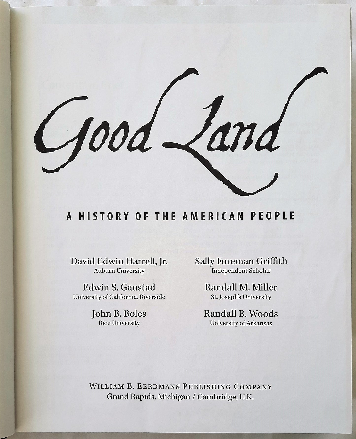 Unto a Good Land: A History of the American People by Harrell, Gaustad, Boles (NEW, 2005, HC)