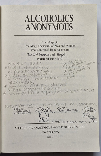Alcoholics Anonymous Fourth Edition (Very good, 2001, Pbk, 575 pgs, Large Print)