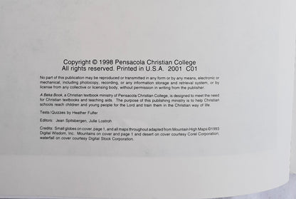 Abeka World Geography Tests/Quizzes (Like new [unmarked], 2010, Pbk, 82 pages, A Beka)