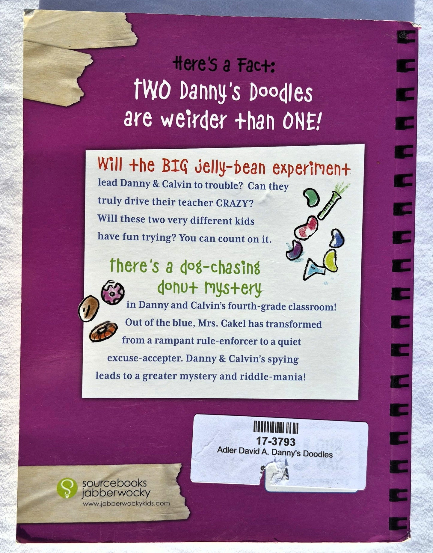 Danny's Doodles: The Jelly Bean Experiment & The Squirting Donuts by David A. Adler (2 in 1, Very good, 2018, Pbk, 216 pages,Jabberwockykids)