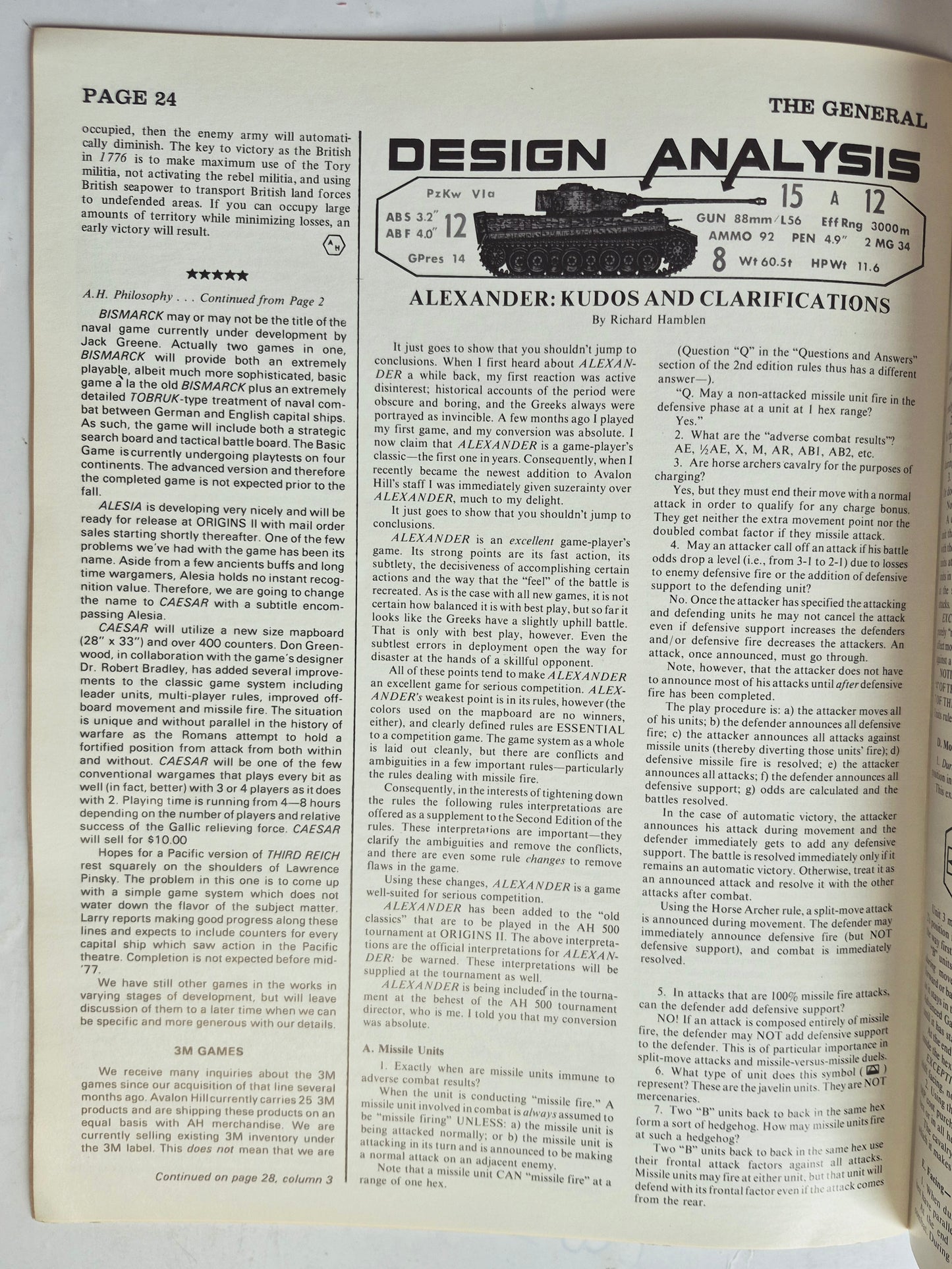 The Avalon Hill General May-June 1976 Vol. 13, No. 1 Calibrated Luftwaffe