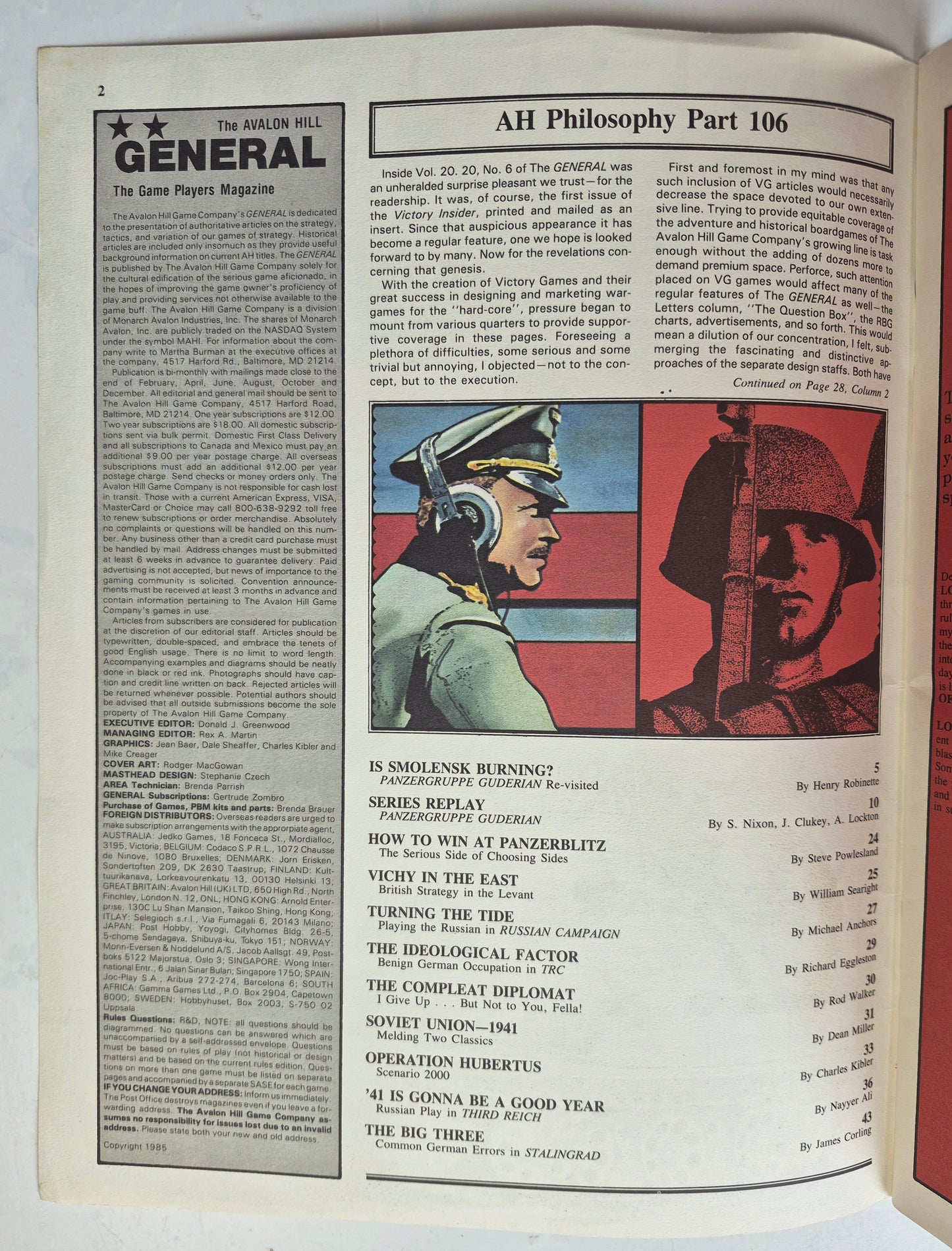 Avalon Hill General July-Aug. 1985 Vol. 21, No. 4 Panzergruppe Guderian Revisited