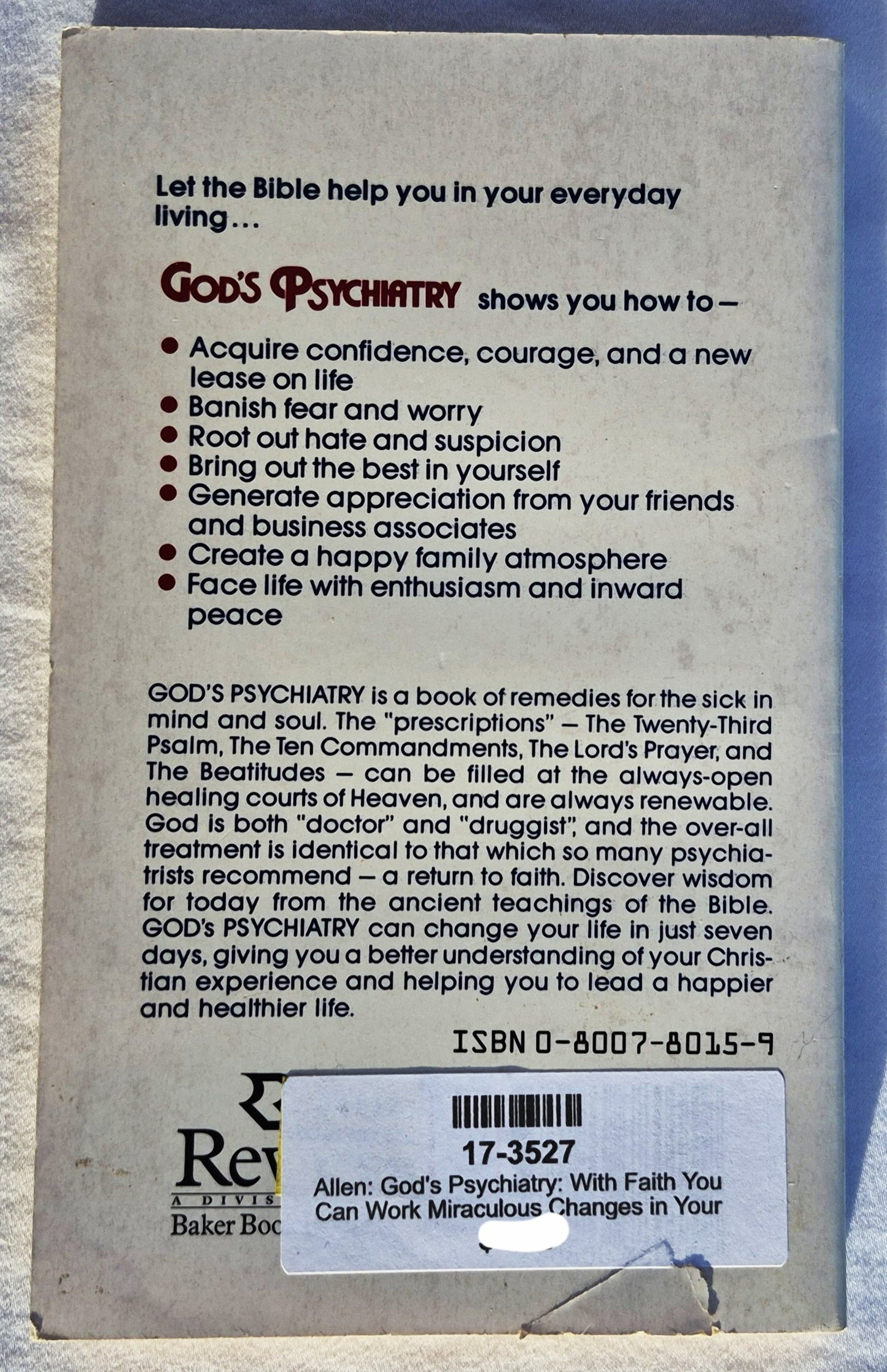 Gottes Psychiatrie: Mit Glauben kannst du wundersame Veränderungen in deinem Leben bewirken von Charles L. Allen (Gut, 1997, Taschenbuch, 159 Seiten, Spire Books)