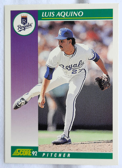 Score '92 Luis Aquino Pitcher #369 Kansas City Royals Baseball Card Near Mint