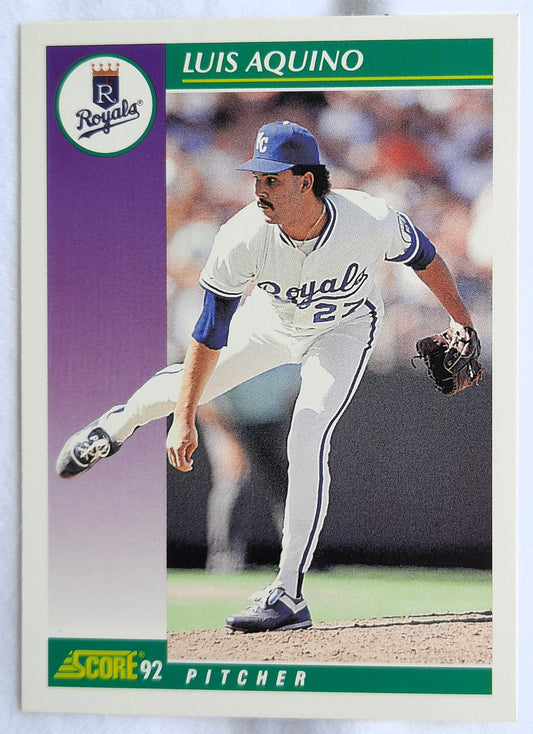 Score '92 Luis Aquino Pitcher #369 Kansas City Royals Baseball Card Near Mint