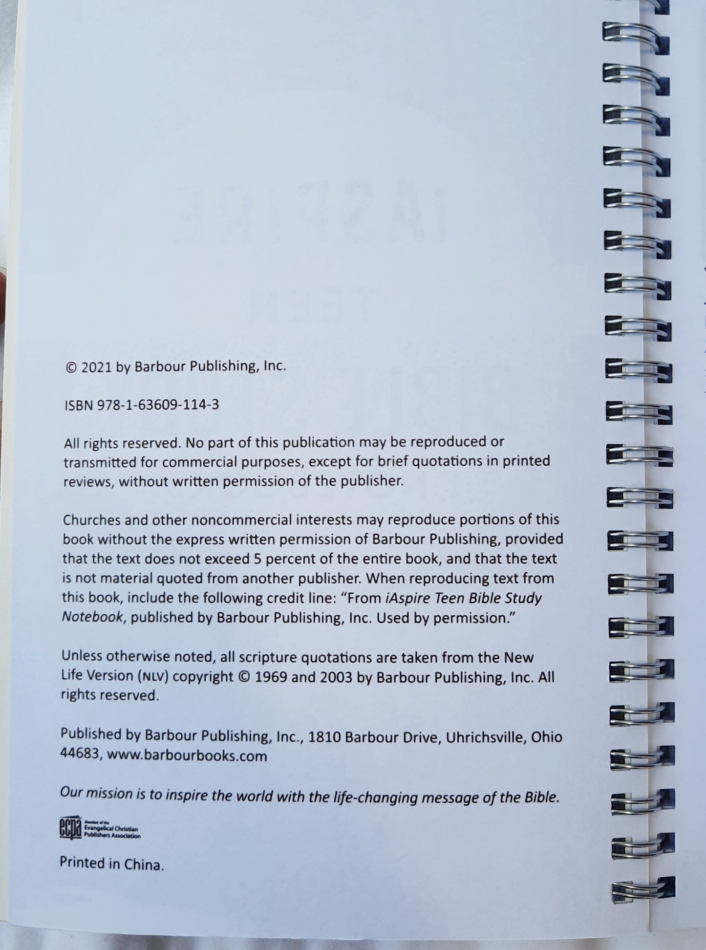 iAspire Teen Bible Study Notebook by Kayla Coons (New, 2021, Spiral, 192 pages, Barbour Young Adult)
