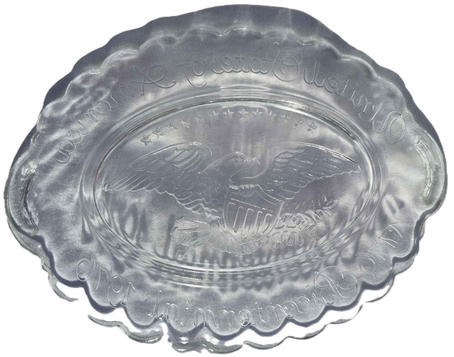 Vereinigte Staaten 1776 Zweihundertjahrfeier 1996 Ätzglas-Schale mit dekorativen Seifen (Neu in Originalverpackung, Avon Products, Inc.)