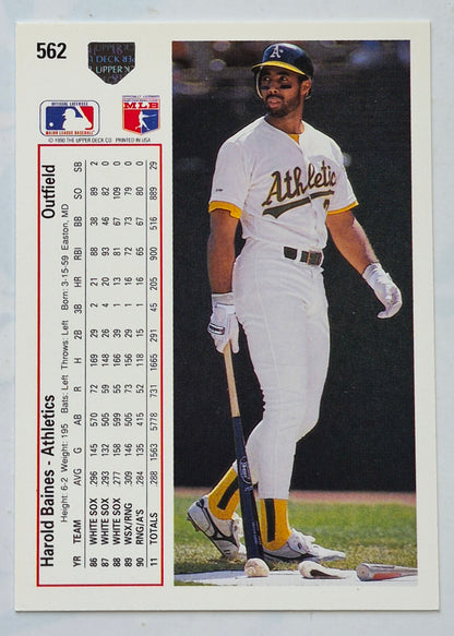 Baines Harold Oakland Athletics Outfield #562 Upper Deck 1991 Baseball Card