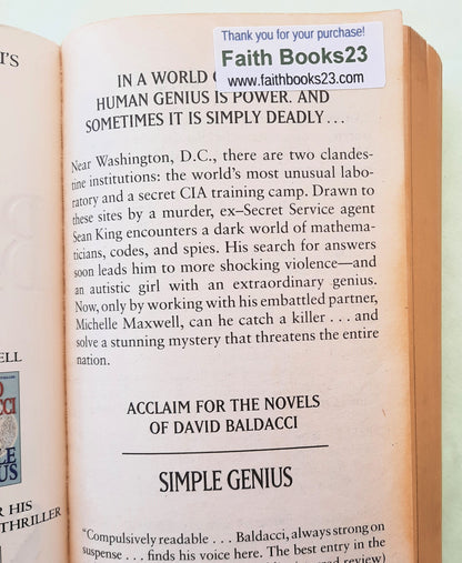 Simple Genuis by David Baldacci (King & Maxwell #3, Good, 2008, Pbk, 460 pages, Grand Central Publishing)