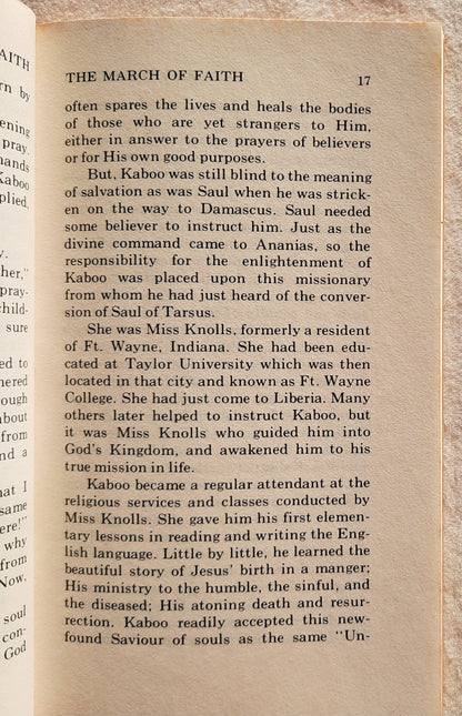 Samuel Morris: The March of Faith by Lindley Baldwin (Very Good, 1971, PBk, 94 pages, Dimension Books)