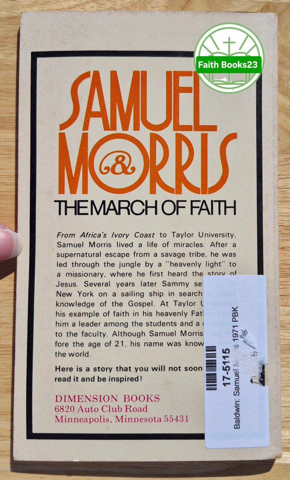 Samuel Morris: Der Glaubensweg von Lindley Baldwin (Sehr gut, 1971, TB, 94 Seiten, Dimension Books)