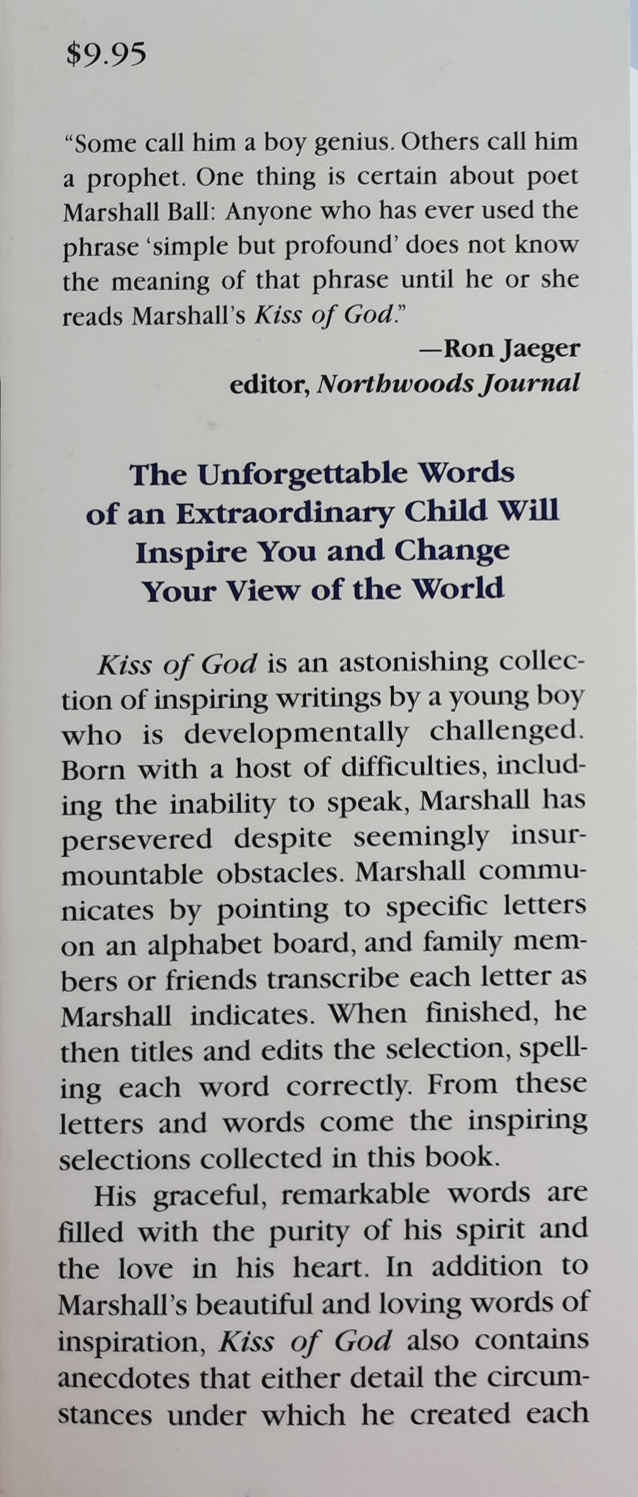 Kiss of God: The Wisdom of a Silent Child by Marshall Stewart Ball (Very Good, 1999, Pbk, 205 pages, Health Communications))