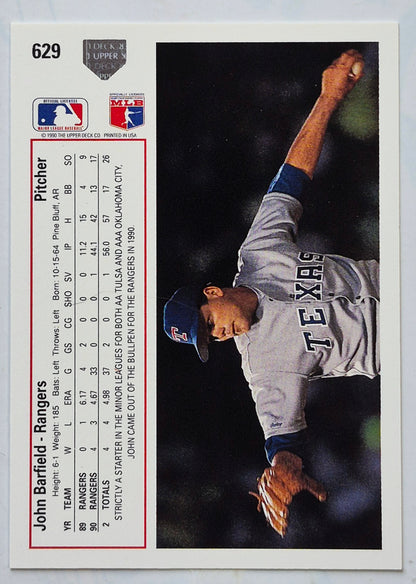 Barfield John Texas Rangers Pitcher #629 Upper Deck 1991 Baseball Card