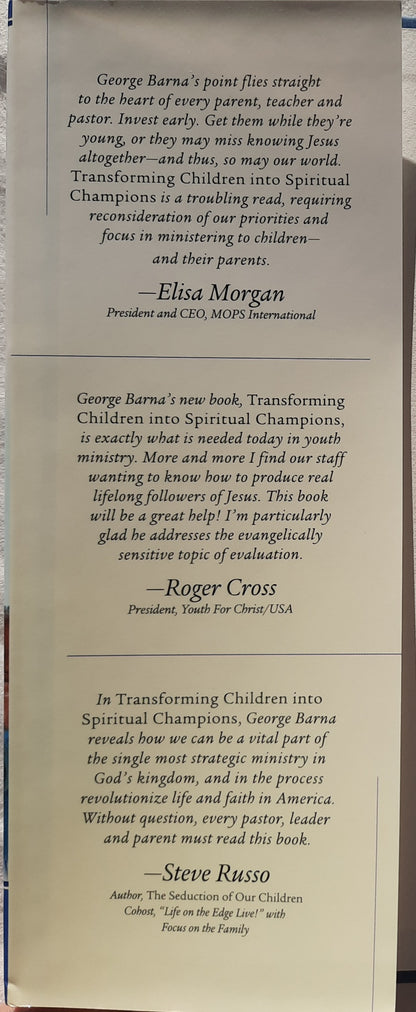 Transforming Children Into Spiritual Champions by George Barna (Very good, 2003, HC, 140 pages, Regal)