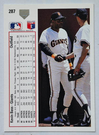 Bass Kevin San Francisco Giants Outfield #287 Upper Deck 1991 Baseball Card
