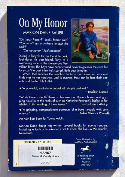 On My Honor von Marion Dane Bauer (Gut, 1987, TB, 90 Seiten, Yearling Books)
