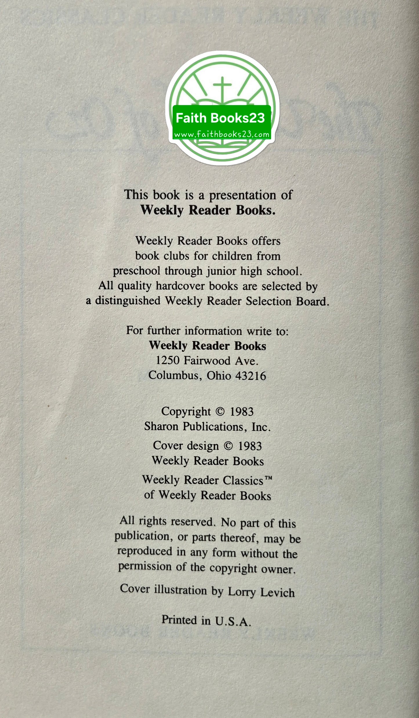 Der Zauberer von Oz von L. Frank Baum (Sehr gut, 1983, HC, 206 Seiten, Weekly Reader Books)
