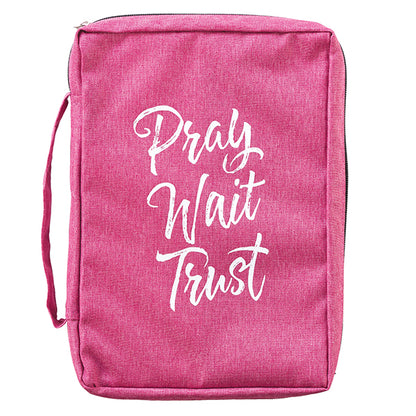 Bible Cover: Pray Wait Trust by Christian Art Gifts (New, Pink, Medium, 2019)