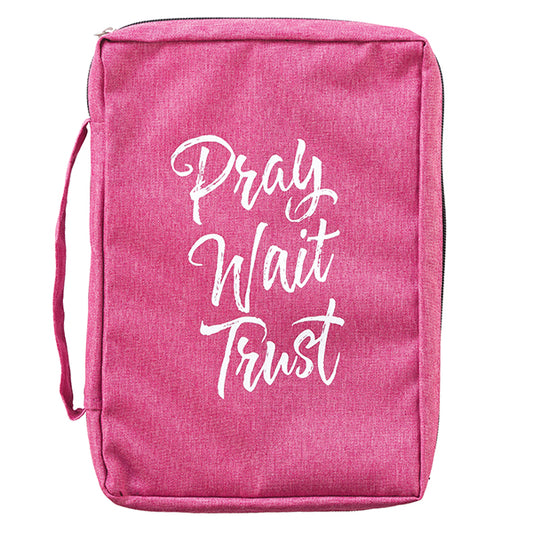 Bible Cover: Pray Wait Trust by Christian Art Gifts (New, Pink, Medium, 2019)