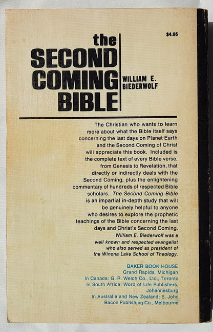 The Second Coming Bible by William E. Biederwolf (Good, 1972, Pbk, 728 pages, Baker Book House)