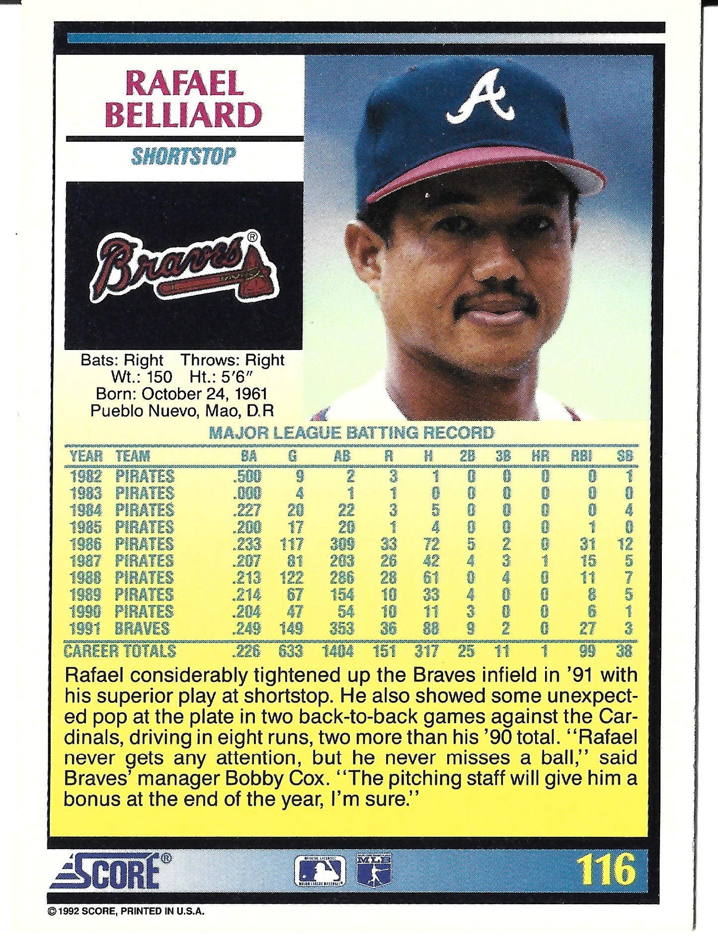 Scott Bailes California Angels Relief Pitcher 1992 Score #331 Baseballkarte (Exzellent)