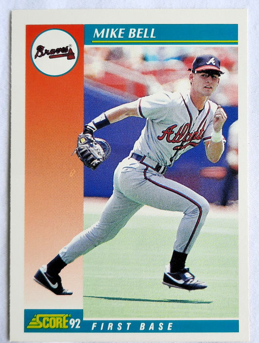 Score '92 Mike Bell Atlanta Braves First Base #249 Baseball Card Near Mint