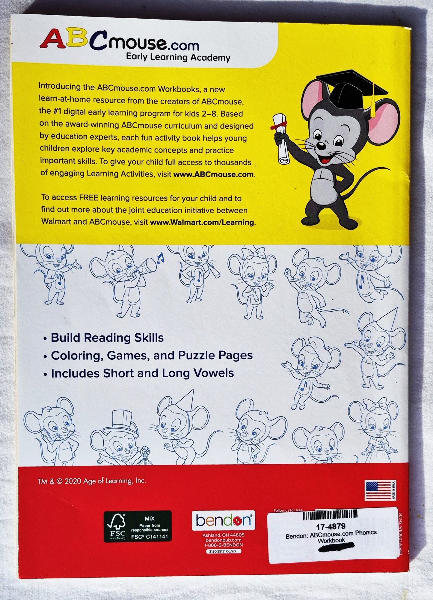 ABCmouse.com Phonics Arbeitsheft Konsonanten und Vokale (Gut, 2020, Pbk, 82 Seiten, Bendon)