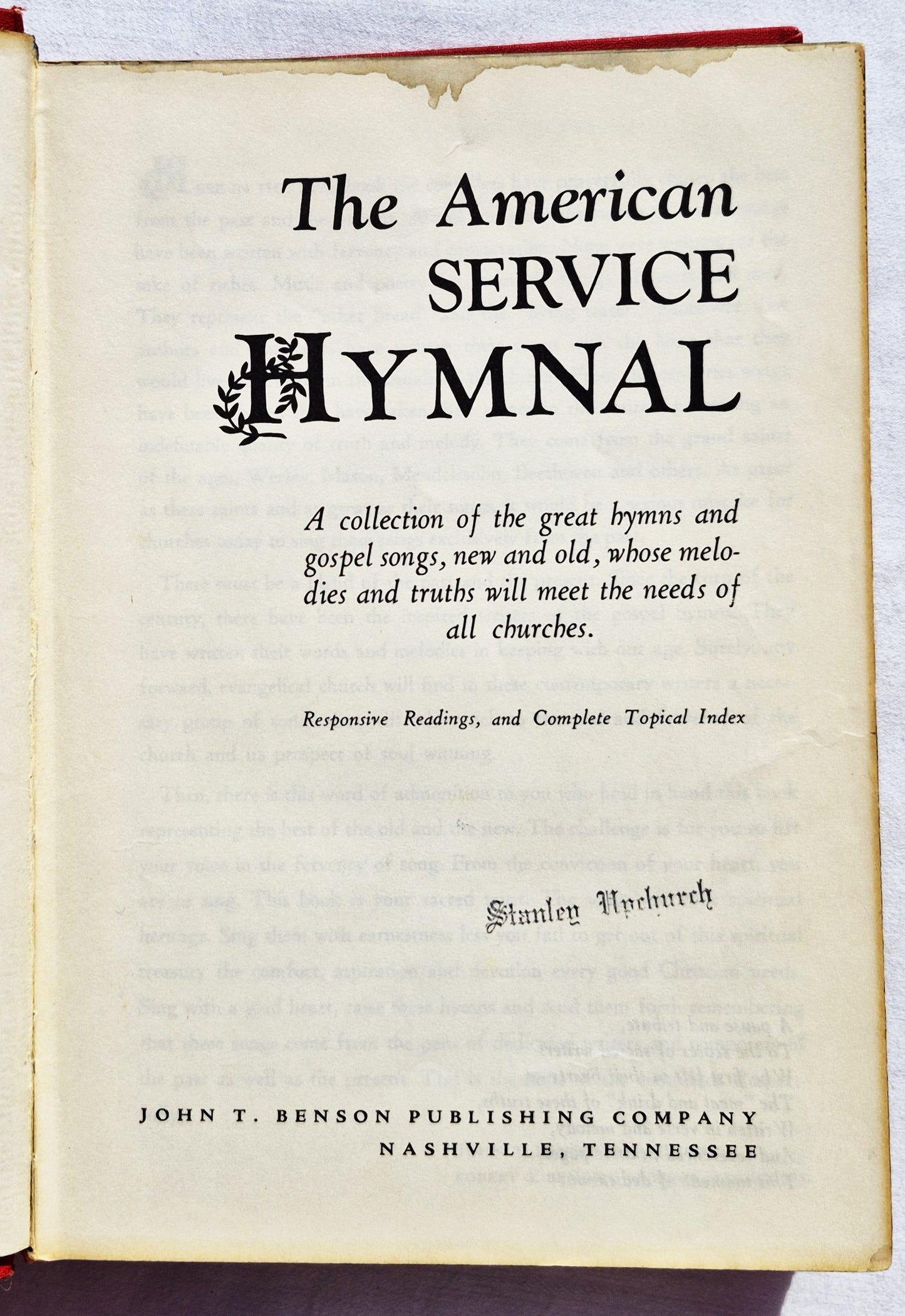 The American Service Hymnal herausgegeben von John T. Benson; Earl Smith (Akzeptabel, 1968. HC, John T. Benson Publishing Co.)