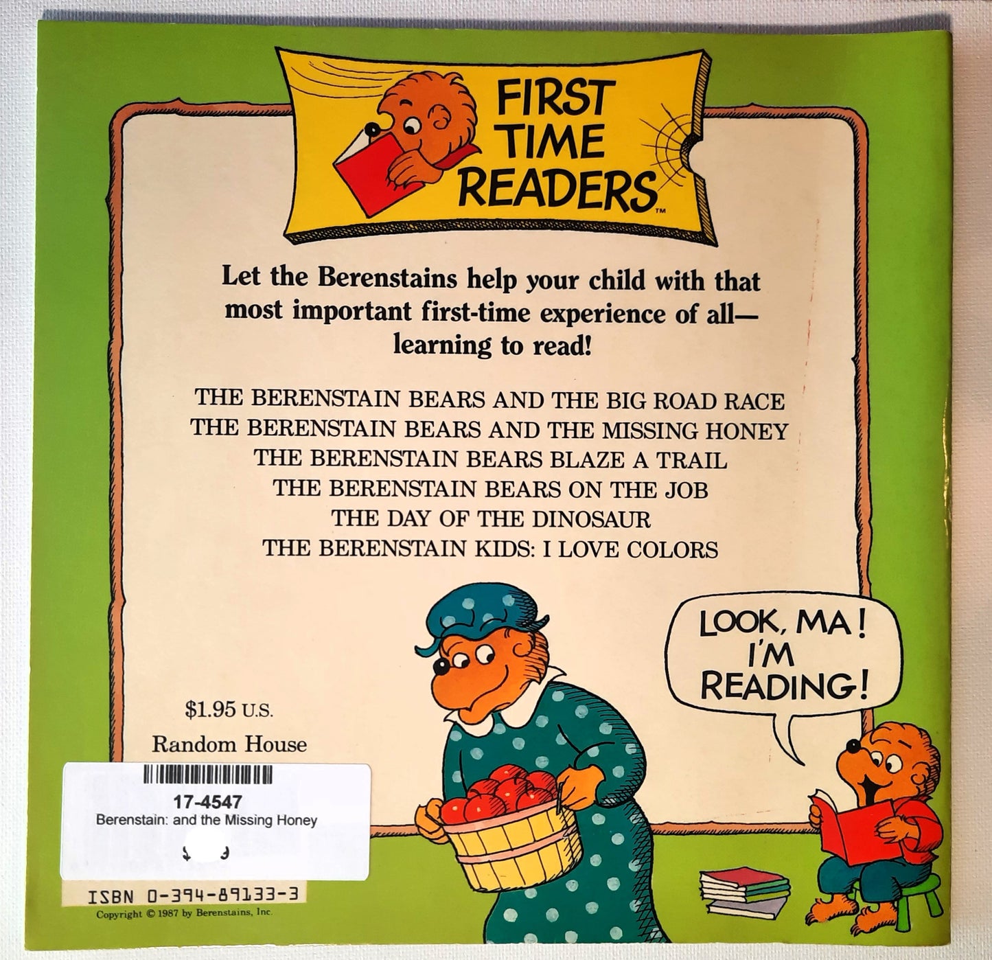 The Berenstain Bears and the Missing Honey by Stan & Jan Berenstain (Very good, 1987, Pbk, 32 pages, Random House)