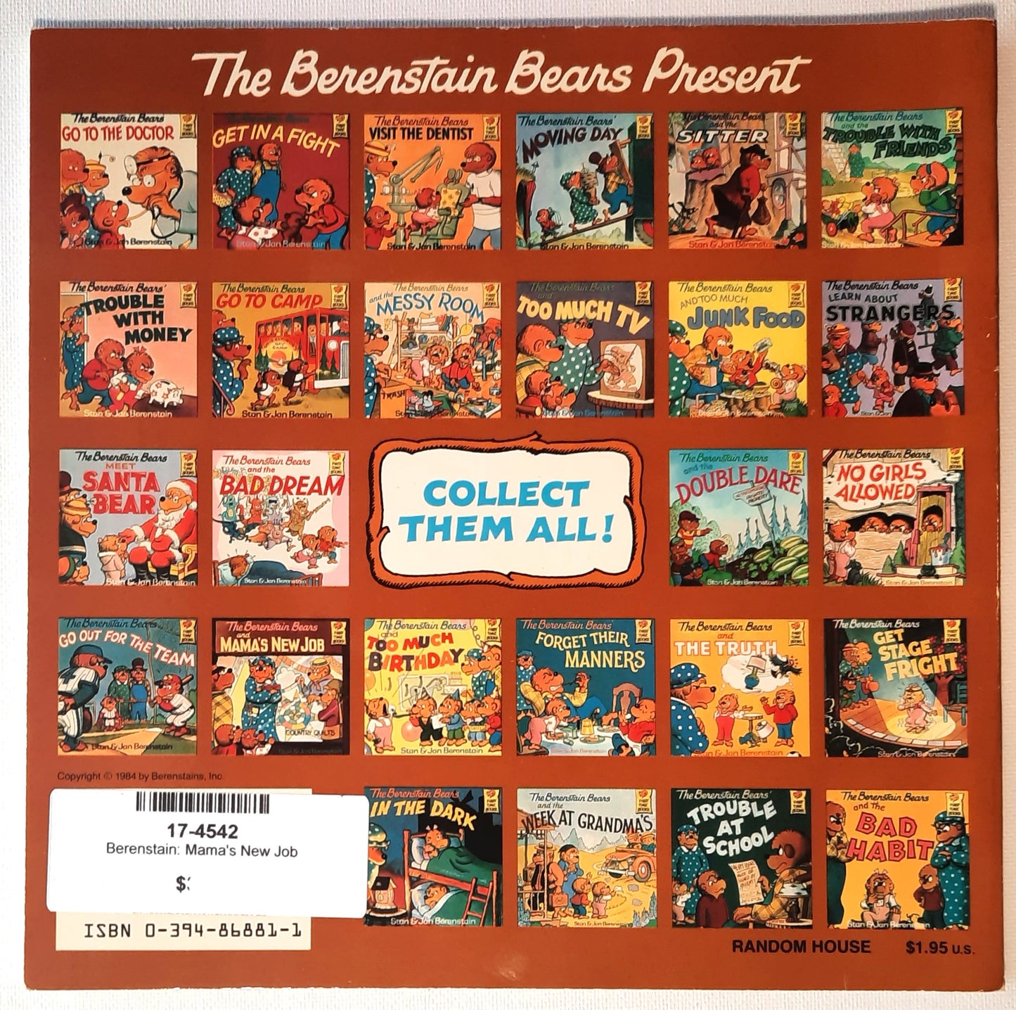 The Berenstain Bears and Mama's New Job by Stan & Jan Berenstain (Very good, 1984, Pbk, 32 pages, Random House)