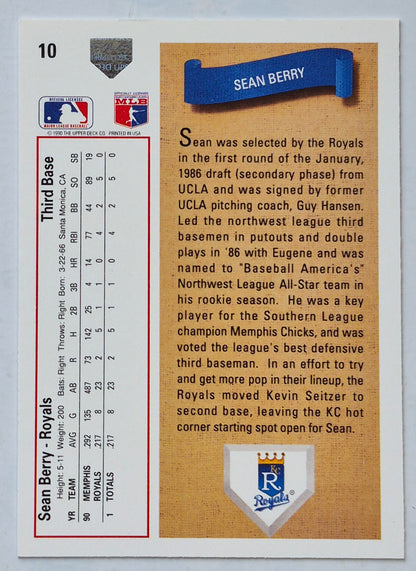 Berry Sean Kansas City Royals 3rd Base #10 Upper Deck 1991 Baseball Card