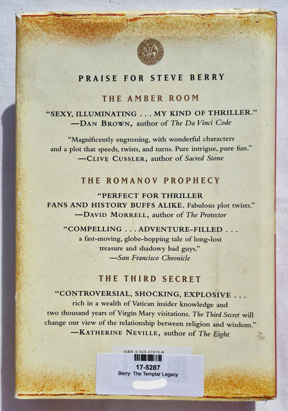 The Templar Legacy von Steve Berry (Cotton Malone #1, Sehr gut, 2006, HC, 480 Seiten, Ballantine Books)