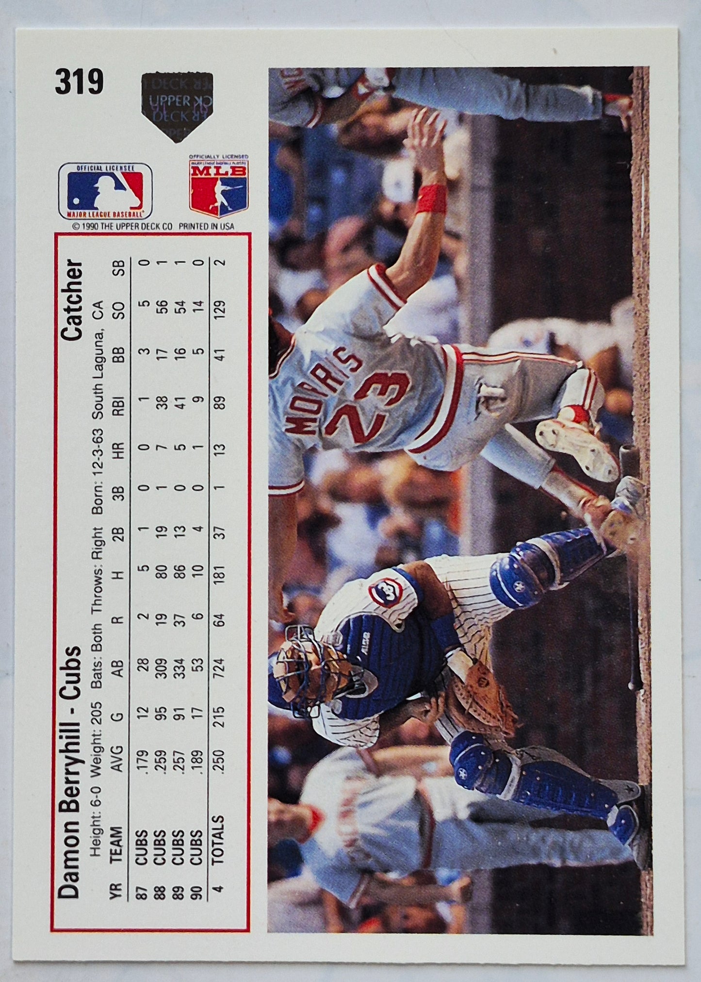 Berryhill Damon Chicago Cubs Catcher #319 Upper Deck 1991 Baseball Card