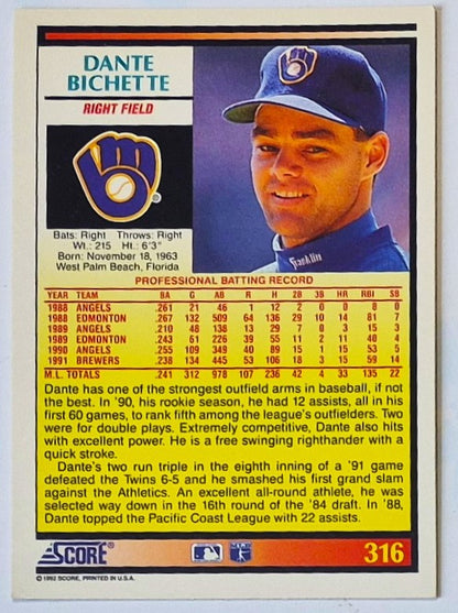 Scott Bailes California Angels Relief Pitcher 1992 Score #331 Baseballkarte (Exzellent)