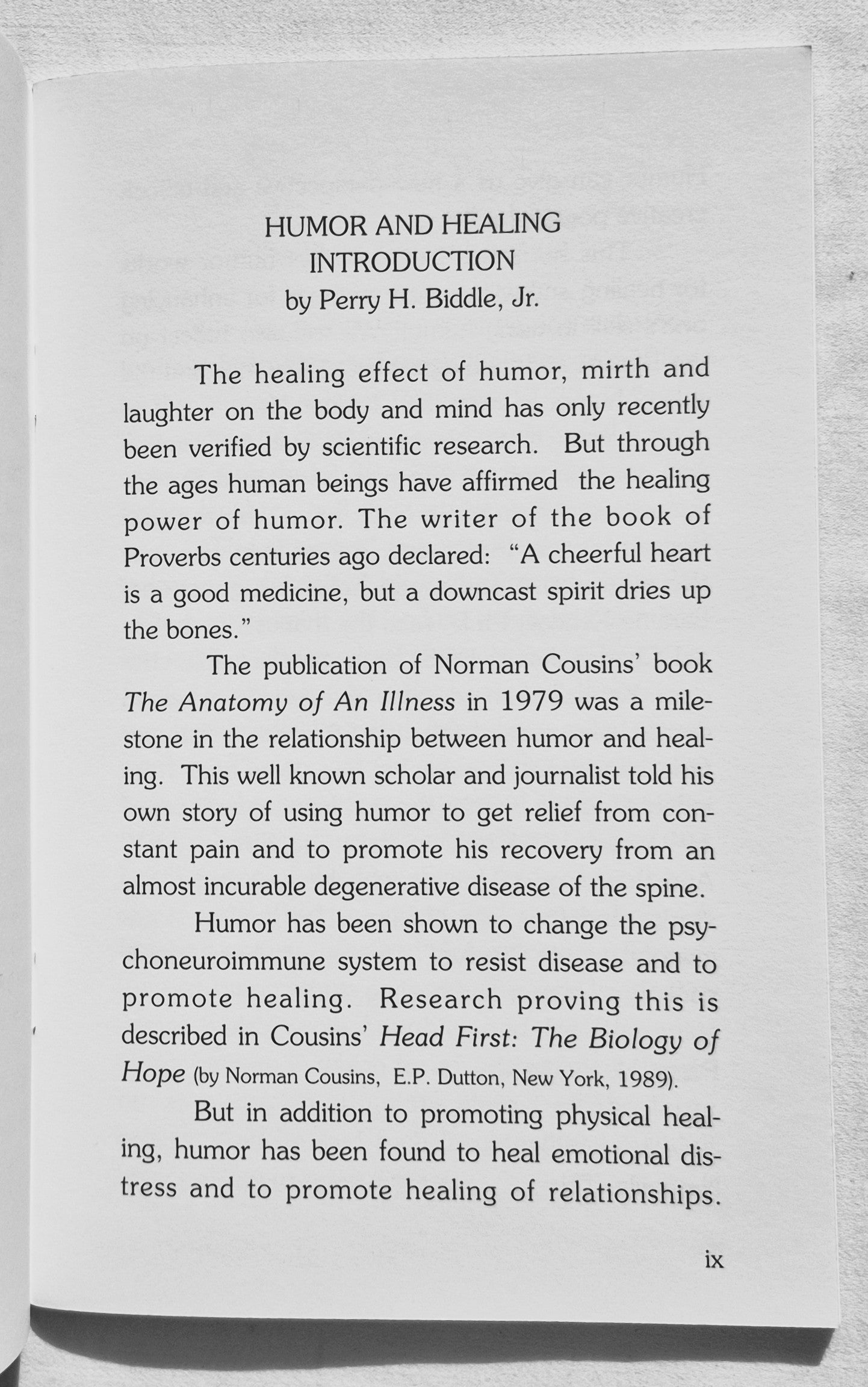 Humor & Heilung von Perry H. Biddle, Jr. (Gut, 1996, Taschenbuch, Desert Ministries, 42 Seiten)