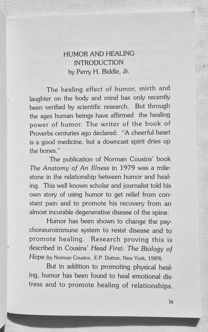 Humor & Heilung von Perry H. Biddle, Jr. (Gut, 1996, Taschenbuch, Desert Ministries, 42 Seiten)