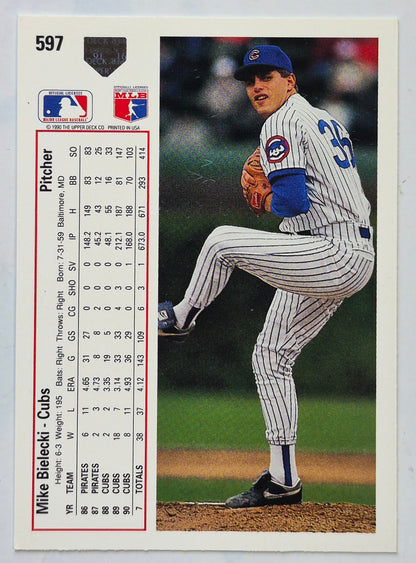 Bielecki Mike Chicago Cubs Pitcher #597 Upper Deck 1991 Baseball Card