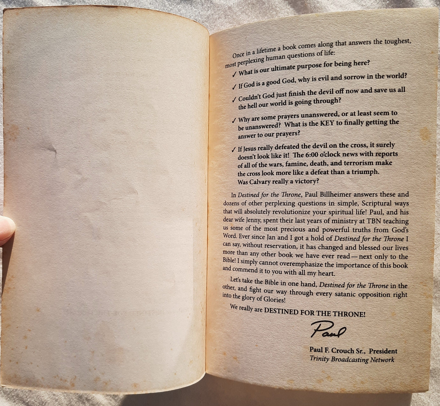 Destined for the Throne von Paul E. Billheimer (Gut, 1978, Taschenbuch, 134 Seiten, Trinity Broadcasting Network)