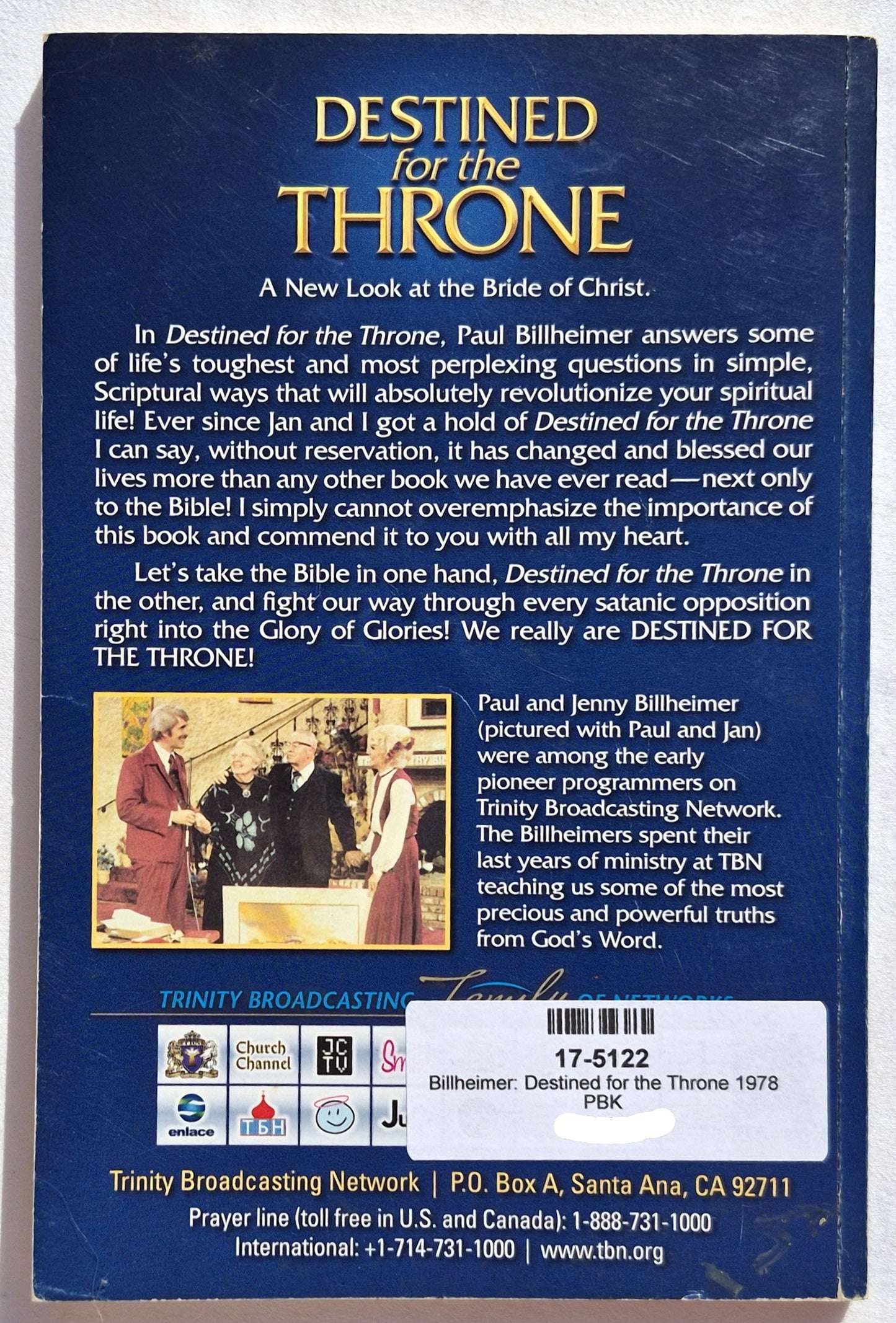 Destined for the Throne von Paul E. Billheimer (Gut, 1978, Taschenbuch, 134 Seiten, Trinity Broadcasting Network)