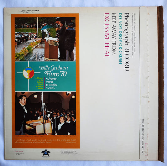 Billy Graham Euro '70 Where East Meets West Vinyl Record (Very good, 1970, 33 1/3 RPM, World Wide)