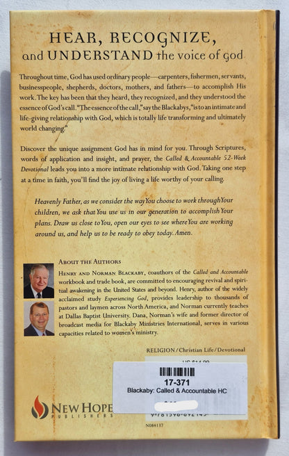 Berufen & Verantwortlich: 52 Wochen Andachten von Henry & Norman Blackaby (Neu, 2007, gebunden, 174 Seiten, New Hope Publishers)