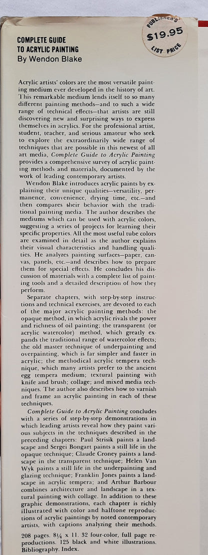 Complete Guide to Acrylic Painting by Wendon Blake (Very good, 1971, HC, 208 pages, Watson-Guptill Pub.)
