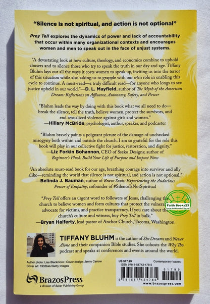 Prey Tell: Warum wir Frauen zum Schweigen bringen, die die Wahrheit sagen und wie jeder seine Stimme erheben kann von Tiffany Bluhm (Wie neu, 2021, Taschenbuch, 192 S., Brazos Press)